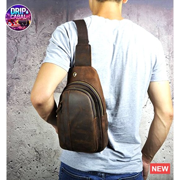 Amazon.com: Handadsume Water Resistant Canvas + Leather  Genuine Leather Crossbody Sling Bag for Hiking Travel Outdoor
